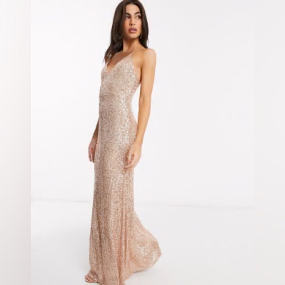 ELIZA J sequin ruched high slit mermaid DRESS 4